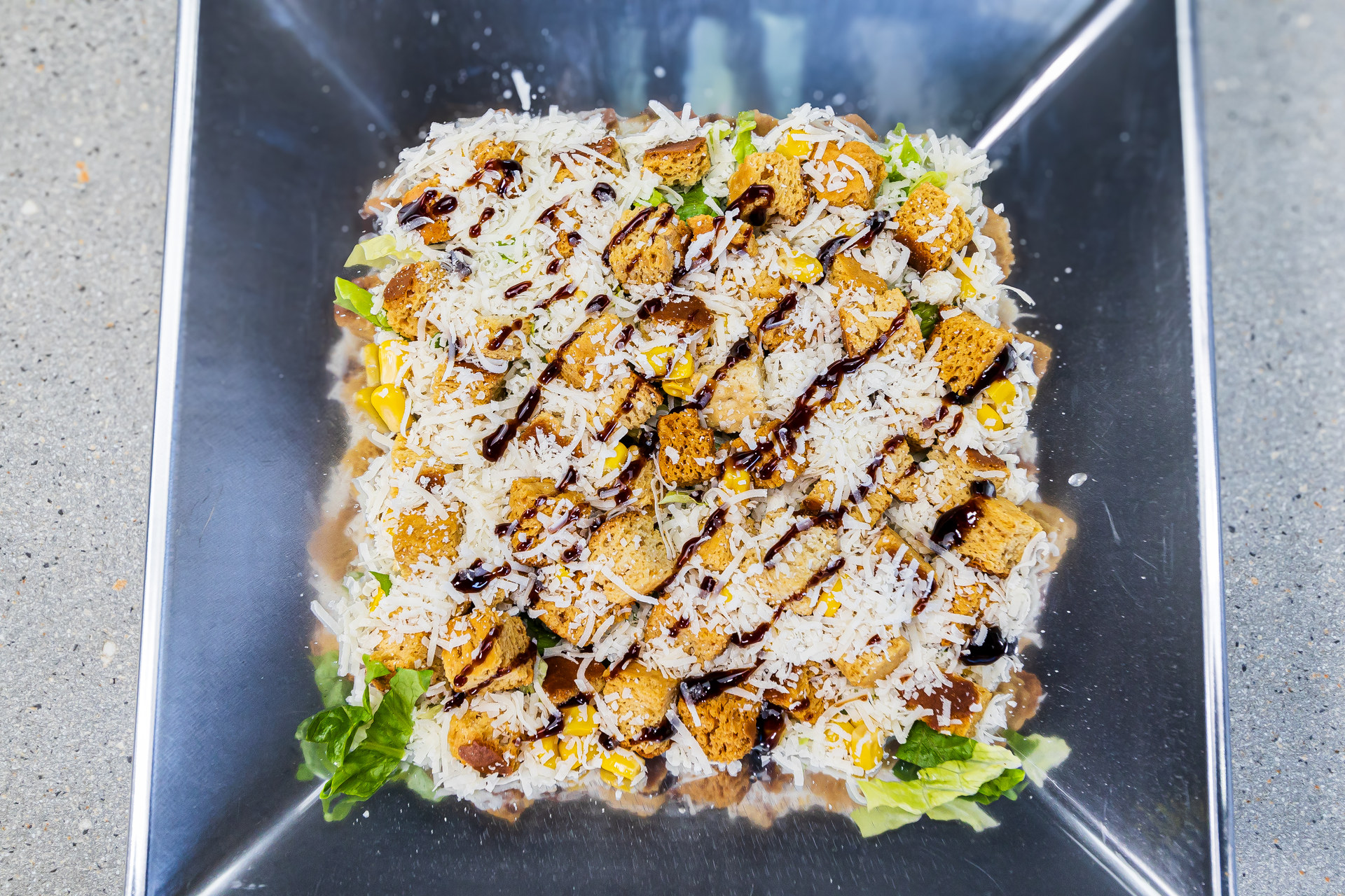 Caesar salad with fresh grilled chicken, bacon, croutons, Parmesan cheese and Caesar dressing – Cristina's Greek Souvlaki Daventry